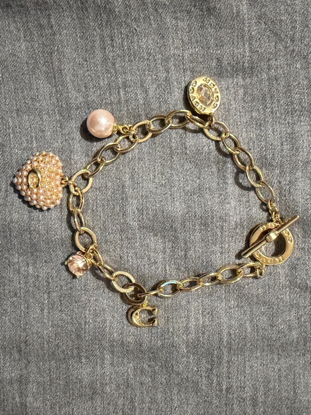 Coach Heart Pearl Charm Bracelet